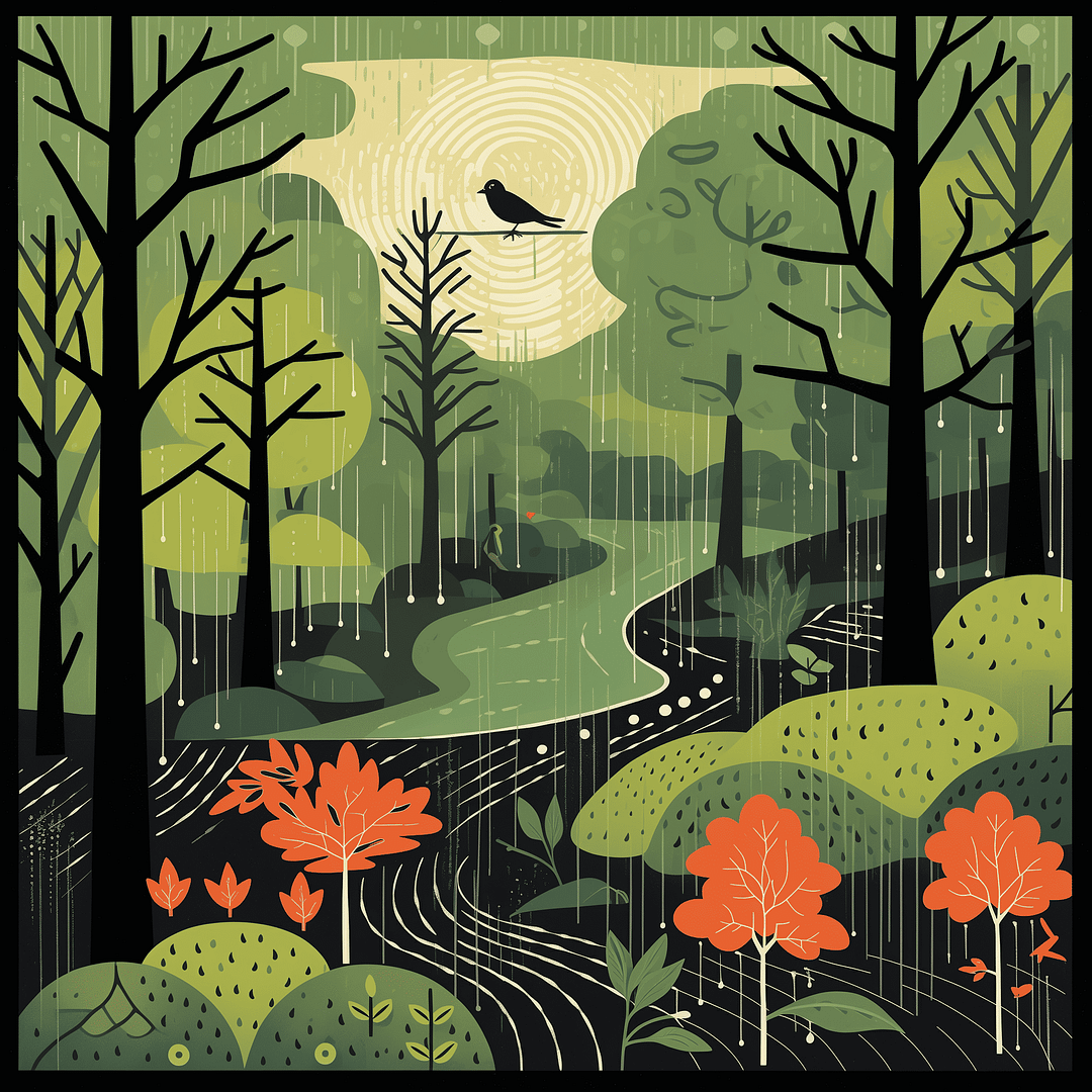 a rainy day for a soundwalk in the forest